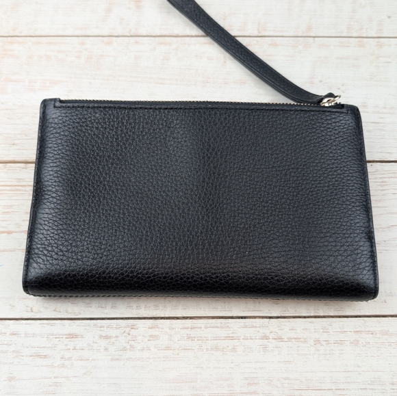 Kate Spade New York Leila Medium Pebbled Leather Phone Wristlet Black - Picture 2 of 8